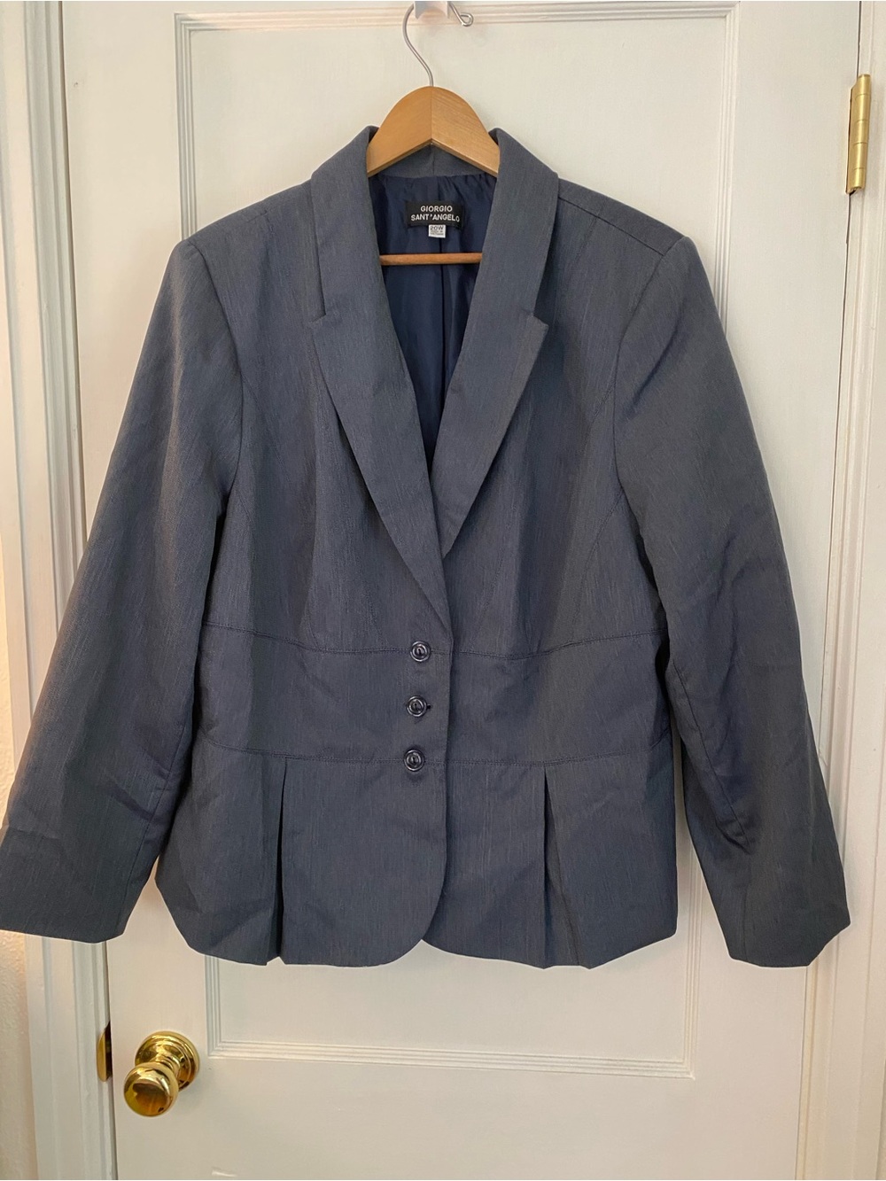 Giorgio Sant'Angelo Y2K Pleated Peplum Tailored Blazer - Blue-Gray Size 20W